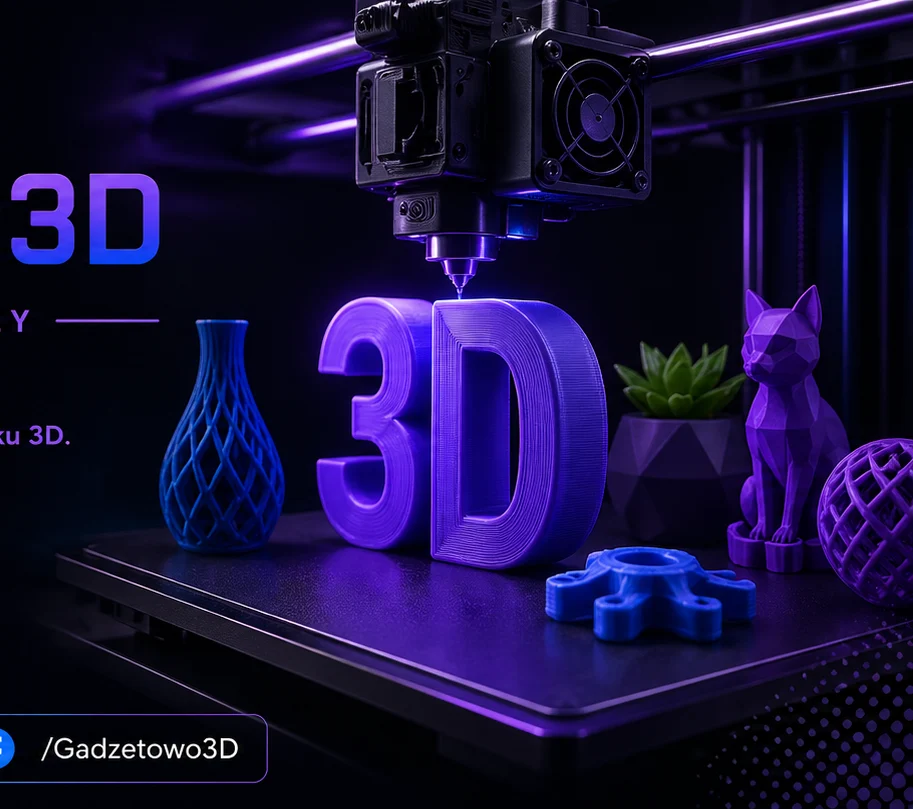 Pracownia druku 3D Gadżetowo — drukarka i przykładowe wydruki